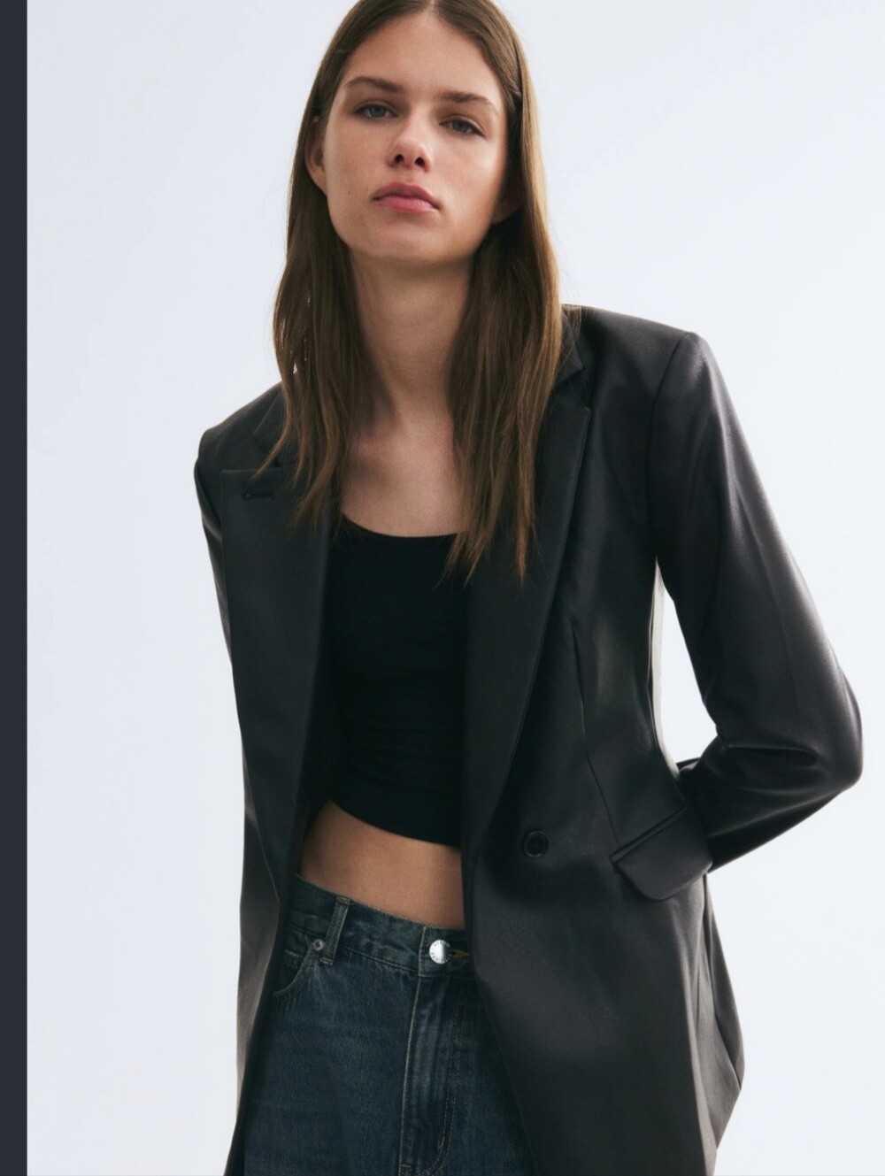 H&M Black Women's Tailored Blazer Jacket - Classic Single-Breasted